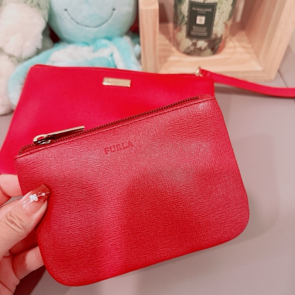 FURLA Leather Wristlet Clutch Pouch Bag/coin purse Bundle/NWT - Picture 5 of 10